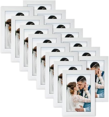 HORLIMER 15er Set Bilderrahmen 10x15 Weiß, MDF Fotorahmen Collage für 15x10 cm Fotos und Bilder, Elegante und Moderne Rahmen für Wand- und Tischaufstellung