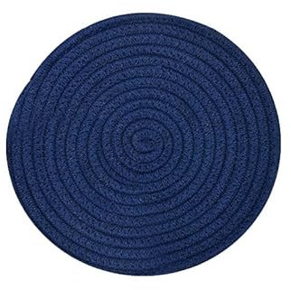 Hrlace Dessous de plat en fil de coton antidérapant élégant Dessous de plat en tissu résistant à la chaleur Sets de table ronds tressés pour la cuisine et la pâtisserie, 1 pièce bleu marine 24 cm
