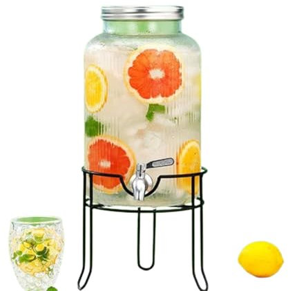 5,5 l Bierfass aus Glas mit Wasserhahn, selbstgemachtes Getränkefass, Früchteteefass, Behälter, Weinflasche,5.5L-A-Stainless-steel-faucet