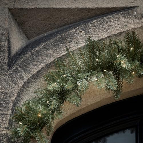 Lights4fun 1,5m LED Weihnachtsgirlande beleuchtet Tannengirlande Künstlich Tannen Deko Weihnachten Tischdeko Tanne Girlande Outdoor Deko