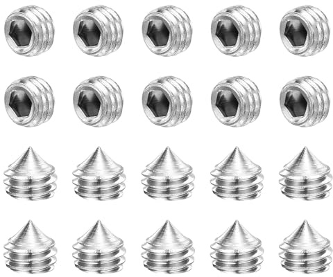 sourcing map Lot de 40 vis sans tête M5 x 4 mm en acier inoxydable 304 à pointe conique hexagonale pour machines, réparations domestiques et fixations Argenté