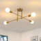 Vintage Deckenleuchte Industrieller Kronleuchter Gold 4 Fimmig Durchmesser 71 cm, 4 x E27 Max. 60 W Deckenlampe für Wohnzimmer Schlafzimmer Esszimmer, Glühbirnen Nicht Inbegriffen