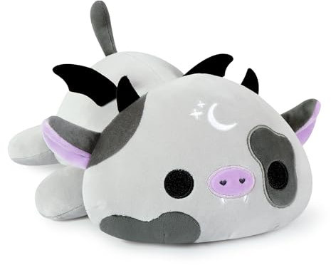 shownicer Peluche de vaca Kawaii, cojín de peluche de vaca lechera, regalo para niños y niñas de 12 años (gris, 30 cm)