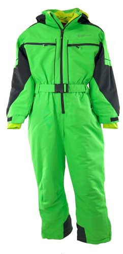 Slamotex Kinder Schneeanzug Schneeoverall Mädchen Jungen Gefütterter Wasserabweisender und Windfester Skianzug Skioverall Größe 140-176 HA017-24 (grün, 158/164)