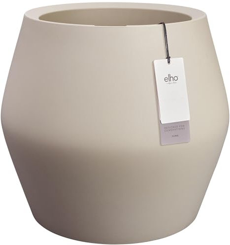 Elho June Split Low 46 - Pot de Fleur - Interieur & Extérieur - Plastique 100% Recyclé - Ø 46.0 x H 42.6 cm - Beige/Greige