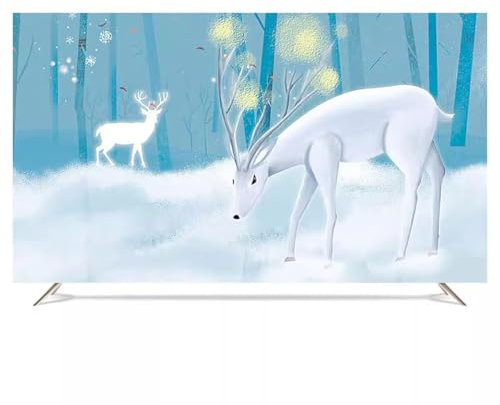 Innen-Desktop-wandmontierter Tv-staubschutz Für LCD-led-gebogener Bildschirm, Schutzhülle, Moderner Kunstdruck, Stoff, Tv-zubehör(Size:70IN(160X98CM),Color:A)
