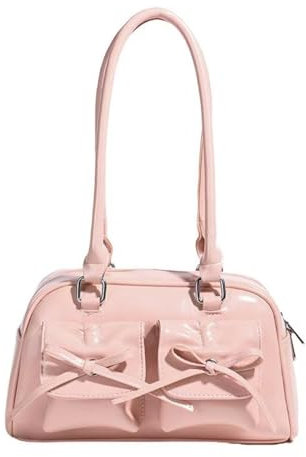 Makukke Handtasche Damen klein, PU Leder Schultertasche Y2K Shoulder Bag mit Bogen Cute Ita Bag Japanische Ästhetische Tasche für Frauen Dating Party Einkaufe