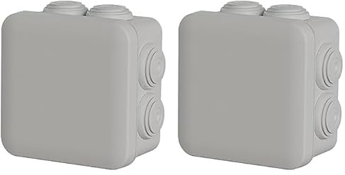 Schneider Electric ENN05004 Mureva BOX Abzweigdose, 10er Pack Aufputzdosen mit 7 Tüllen Ø20mm, 80x80x45mm, geeignet für Feuchträume und Außenbereich, IP55 Schutzart, Feuchtraumdose, Grau