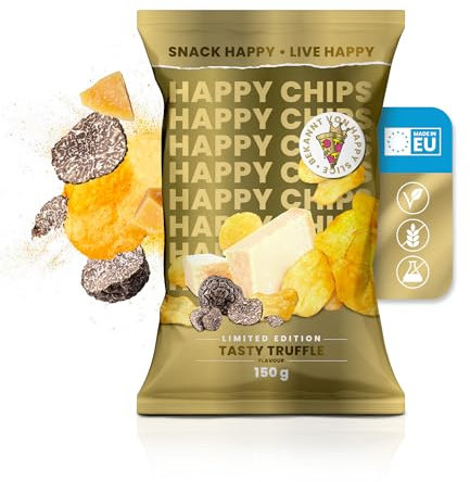Happy Chips by Trymacs & Knossi® (10x 150g) Tasty Truffle | Limited Edition | Extra knusprig | Trüffel Chips Grosspackung | Party Box | Snackbox | Salzige Snacks | Knabberbox