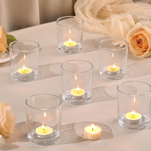 DARJEN Lot de 6 grands bougeoirs en verre transparent pour mariage, fête et décoration d'intérieur, centre de table