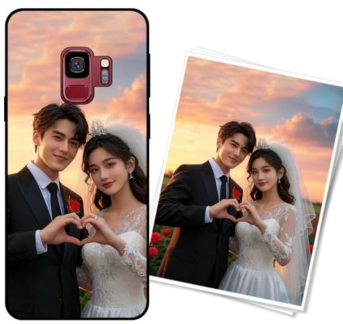 WUACYEAMING Persönliche Handyhülle für Samsung Galaxy S9 Stoßfeste Kratzfeste Custom Phone Case mit Foto/Text/Logo Individualisierung Personalisierte Silikon Hülle Mitternachtsschwarz