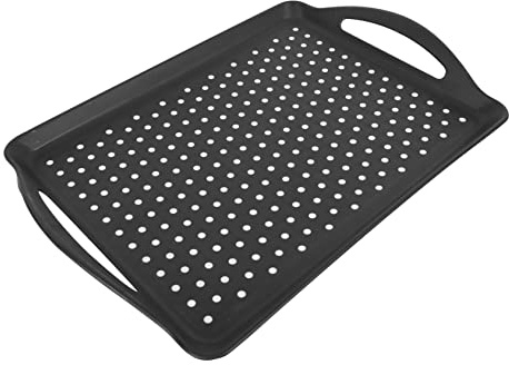 Rechteckiges TPR Serviertablett mit Polka Dot Muster, Schwarz, Antirutsch | Direkter Lebensmittelkontakt Geeignet, für Zuhause und Geschenk zur Einweihung, Formstabil, Schlicht Zufälliger Stil