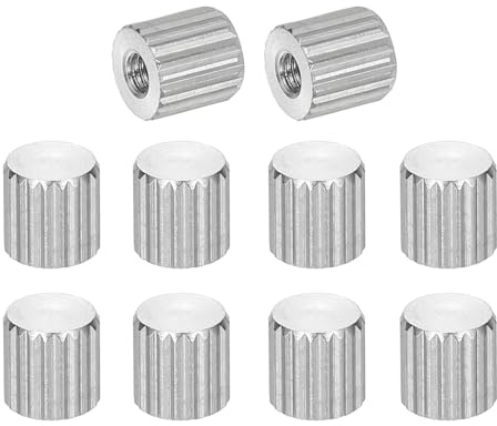 PATIKIL M2 Knurled Thumb Nuts, 10pcs 304 Stainless Steel Female Thread Type Flat Head Blind Hole Round Hand Tighten Knob Fasteners Screw Cap Adjust Lock Position, D5mm x H5mm