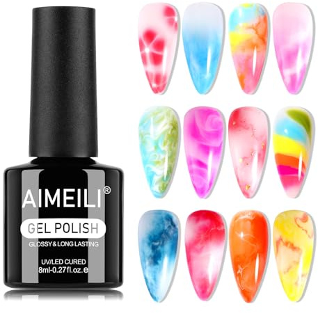 AIMEILI Blooming Gel UV, Nagellack Spread Soak Off UV LED für Marble, Watercolor Nail Painting Nageldesign Clear Blooming Gel Nagellack 8ml