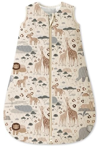 Unnivoll Schlafsack Baby 1,5 Tog Babyschlafsack 12-18 Monate Baumwolle Schlafsack Winter Herbst Warm und Weich 84cm für Kinder Jungen Mädchen Aprikose Elefant