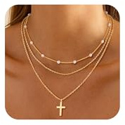 Closlaza 3-teiliges Damen-Halskette-Set, Vergoldet & Versilbert Zartes Schmuckset mit Kreuz-Anhänger & Verschiedenen Ketten, Hypoallergen Weihnachtsgeburtstagsgeschenk für Frauen Mädchen