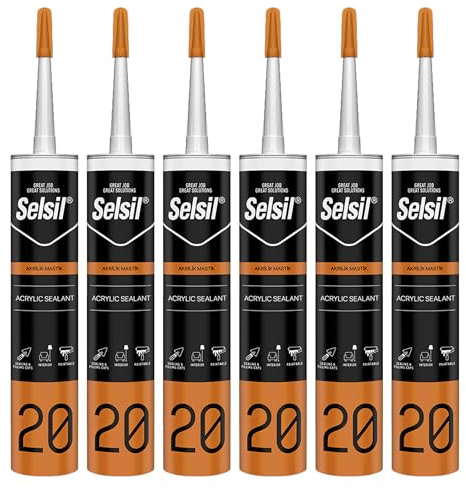Sigillante Multiuso Silicone Acrilico Bianco Verniciabile, Ottimo Per Supporti Porosi, Muro, Legno, Cartongesso Resistente all'acqua - 310ml (6)