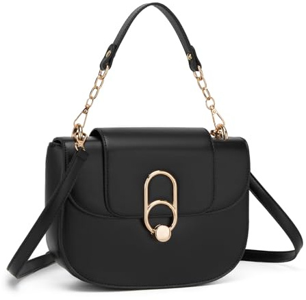 Miss Lulu Damen Handtasche, elegante Umhängetasche aus PU-Leder | Mittelgroße, formstabile und wasserabweisende Tasche mit Magnetverschluss, verstellbarem Schultergurt und Tragegriffen