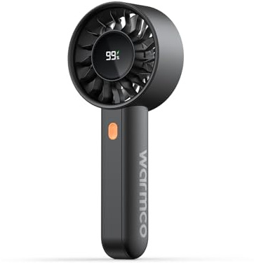Warmco HC2 Handventilator Akku Aufladbar 5000mAh Tragbarer Mini Ventilator | 5000mAh Akku, 9m/s Luftstrom, 4 Stufen, LED-Display, USB-C, abnehmbare Frontabdeckung, kompaktes Design