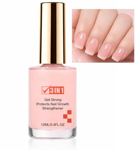Nail Strengthener for Weak Nails, Nail Hardener Polish, 12ml, Pink | Strengthening Nail Polish, Nail Conditioner, Smooth-Looking Finish, Home Manicure, Thin-Layer Use, Daily Nail Care