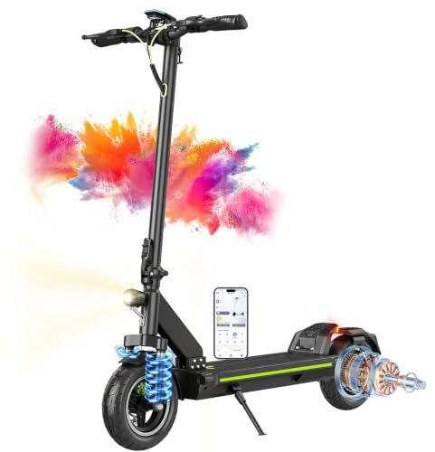 TODIMART D6 Trottinette Électrique Adulte 50–55 km d’Autonomie, Batterie 48V 13Ah, Moteur 500W (800W Max), Pliable, Double Suspension, Tout-Terrain, Ultra Légère