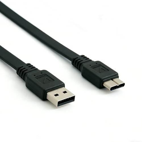 AUNEK Micro B Cable USB 3.0 High Speed Data Cord 1 Meter Flat Black Hard Drive Lead for Xbox One PS4 PS5 Game Drive External SSD HDD Data Transfer