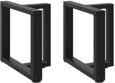 PUGYNBK Tischbeine T-Form 2 STK. aus pulverbeschichtetem Stahl, Schwarz, 50x25x(42-43) cm, mit verstellbaren Nivellierfüßen und vorgebohrten Löchern für einfache Montage