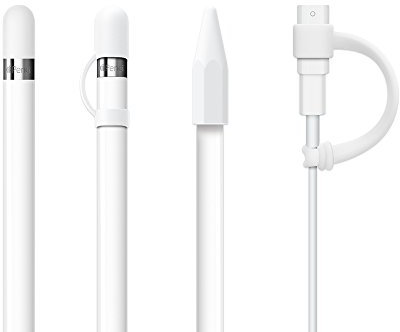 FRTMA [4-Piece] for Apple Pencil cap/Apple Pencil Tip Cover/Cable Adapter Tether/Apple Pencil cap Holder for iPad PRO Pencil, Ivory White