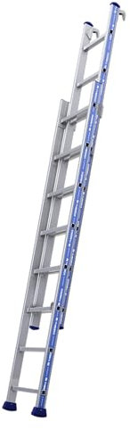 TUBESCA- Échelle à coulisse à main - 2 plans - 2 x 7 marches - Platinium