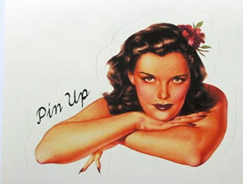 Hotrodspirit Mini-Sticker, Pin-Up, gekreuzter Arm, Retro-Stil, 9 x 7 cm, selbstklebend