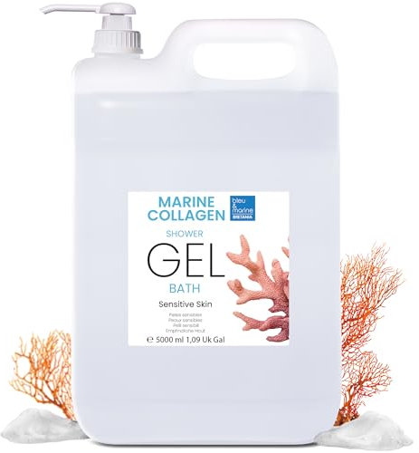 Gel Douche Perlé Extra Délicat au Collagène, Triple Action : Nettoyant Visage, Corps et Cheveux, Effet Raffermissant et Anti-Âge, Soin pour Peaux Atopiques, Sensibles et Sèches - 5000 ml