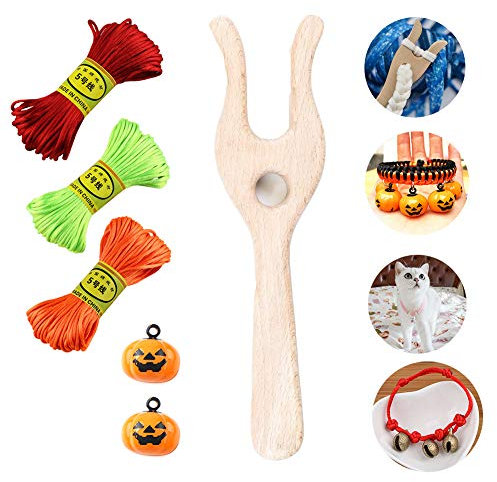 AROYEL Handgeschnittene Lucet-Gabel aus Holz, Strickgabel – ein antikes Kordelwerkzeug, perfekt für Stricker, Häkeln und alle Faserkünstler (Strickgabel-Set)