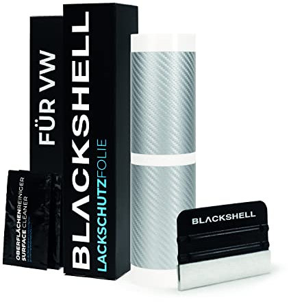 Blackshell® Lackschutzfolie passend für VW T5 | Typ 7H/7E | Bj. 2003-2015 Carbon Silber - passgenaue Einstiegsleistenschutz Folie inkl. Set für Folierung
