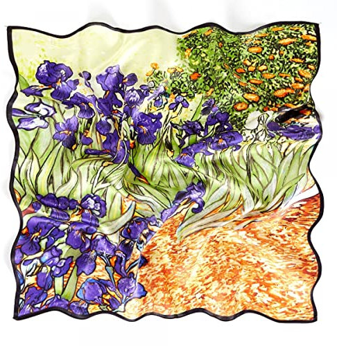 Prettystern Bandana Seide Nickituch Halstuch Malerei Kunstdrucke van Gogh Schwertlilien Iris grün P222