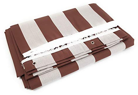 Viglietti Tenda da Sole a Righe per Balcone Veranda o Terrazzo con Anelli e Ganci Tessuto Resistente da Esterno Misura cm 140x300 (Marrone Righe col.218)