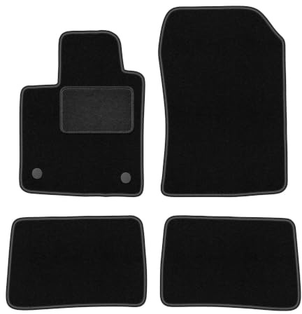 Velours-Fußmatten passend für Renault Twingo II 2007-2014, Schwarz, LUX | passend für Schrägheck; Velours-Teppich (Polypropylen), ca. 6,5 mm; rutschfest, runde Befestigungen (Typ RN)