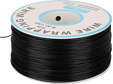 30 AWG Electric Cable, 1Roll 0.25mm Wire-Wrapping Single Copper Wire for Laptop, Motherboard, LCD Display, Breadboard(Black)