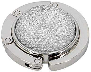 TANOSII Foldable Purse Hook Floding Handbag Hanger Bling Rhinestone Bag Holder for Table Desk 1 PCS White