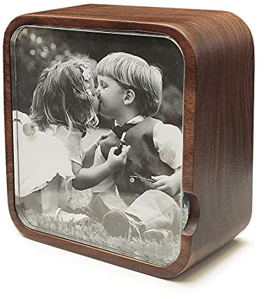 Aufziehbare Spieluhr aus Massivholz mit Bilderrahmen, das beste Geschenk für Weihnachten/Geburtstag/Valentinstag/Muttertag, Melodie von You are My Sunshine (Walnuss)