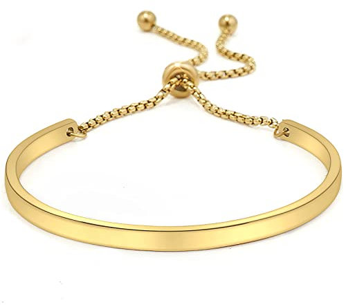 Gleamart Gold Adjustable Slider Bracelet Stainless Steel Bangle for Women