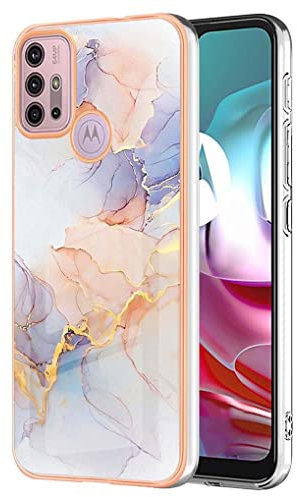 SEAHAI Hülle für Motorola Moto G30/Moto G20/Moto G10/Moto G10 Power, Bunte Muster Ultra Dünn Glänzend Weich Silikon TPU Stoßfest Handyhülle Cover Flexibel Handytasche Schutzhülle - Marmor weiß
