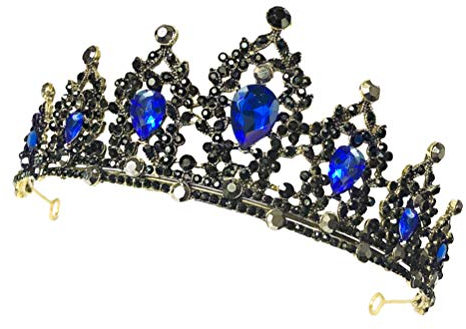 Minkissy Barockbrutkrone. Blaue Barocke Tiara Gotischer Hochzeitskopfschmuck Braut Tiara Krone Juweled Barock Tiara. Party-kopfschmuck Strass-tiara Haar Schwarzer Edelstein Kristall Bankett