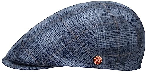 Mayser Sidney Light Flatcap Schirmmütze Schiebermütze Herren - Made in The EU mit Schirm, Futter Sommer Frühling-Sommer - 58 cm blau