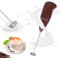 DEMPOWER Milk Frother Handheld Foam Maker for Lattes - Whisk Drink Mixer for Coffee, Mini Foamer for Cappuccino, Frappe, Matcha, Hot Chocolate by Milk Boss (Brown)