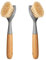 2 Pack Kitchen Dish Brush Bamboo Handle Dish Scrubber Built-in Scraper, Scrub Brush for Pans, Pots, Kitchen Sink Cleaning, Dishwashing and Cleaning Brushes are Perfect Cleaning Tools, Color-Gray