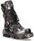 Stivali New Rock 591-S1 in Pelle Nera con Fiamma Nera Metallizzata alla Moda Stile Motociclista Punk Gotico 6