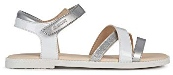 Geox Girls J Karly Girl Sandal, White, 7.5 UK