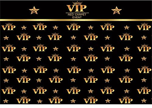 Aoihrraan 2,7x1,8m VIP Rot Teppich Event Hintergrund Promi Laufsteg Golden Sterne Krone Schwarz Gold Thema Fotografie Hintergrund Preise Zeremonie Bühne Show Abschlussball Party Porträt Foto Requisite