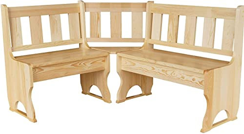 k koma Eckbank aus Kiefernholz – neu, weiße Version (140 x 200)