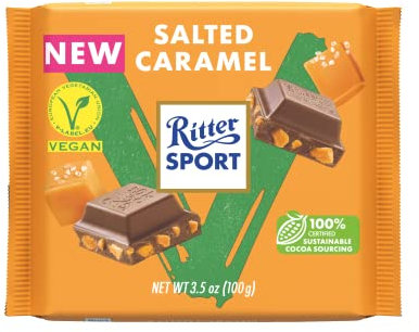 Ritter Sport - Chocolat VEGAN sans Lactose- Carton de 11 tablettes de Chocolat et Caramel Beurre Salé